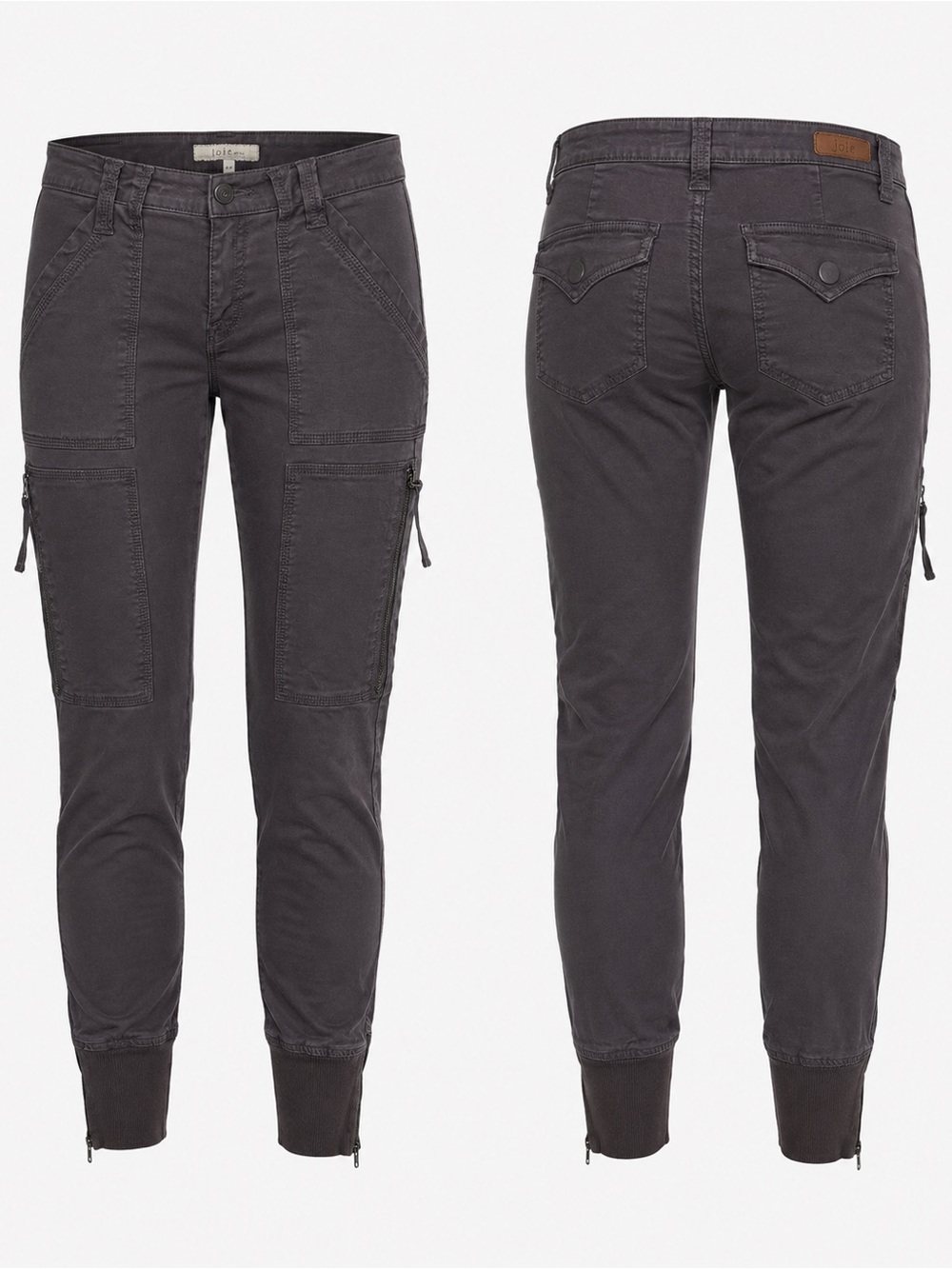 Joie Malbi Utility Jogger Pants Gray Cargo Zip Pocket Ankle Size 28